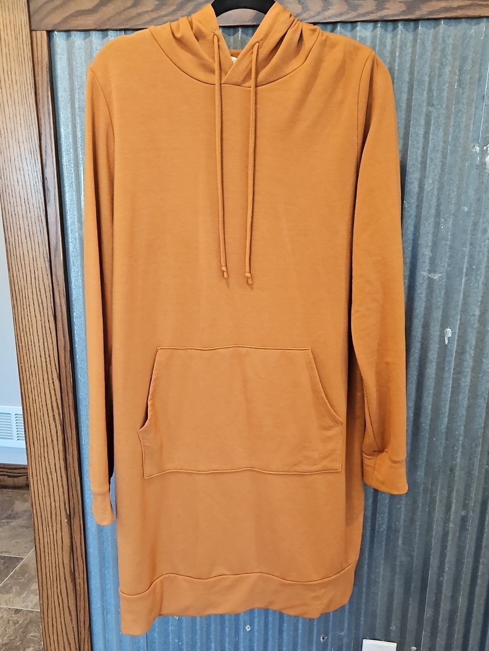 Women's Hooded Long Sleeve Dress in Burnt Orange